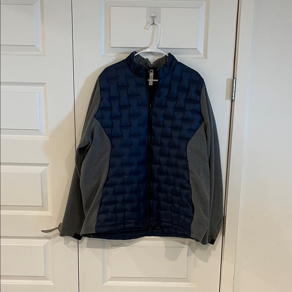Adidas Men's Navy & Gray Quilted Hybrid Golf Jacket